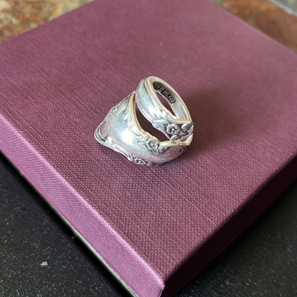 Wrapped Spoon Ring Orleans Pattern Deep Silver - Picture 2 of 2
